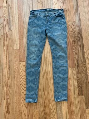7 for All Mankind Denim Patterned Skinny Jeans Size 26